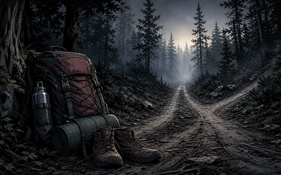 Illustration representing lightweight travel gear